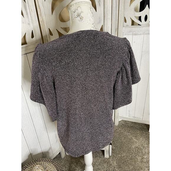 Happy x Nature Women's Ruffle Metallic Purple Black Blouse Top Size Small - Picture 2 of 6